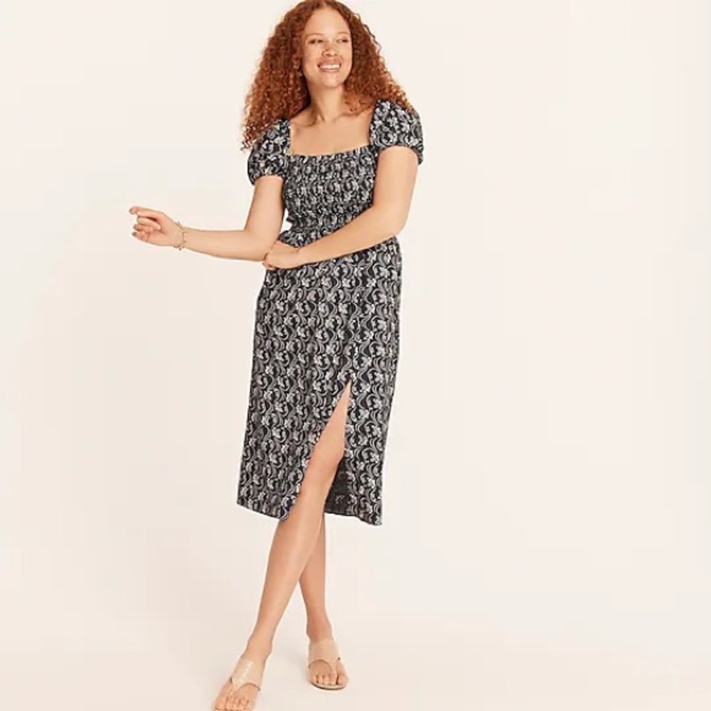 J. Crew Short-sleeve smocked dress in starry swirl